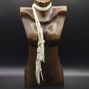 Long Leather Lariat Necklace